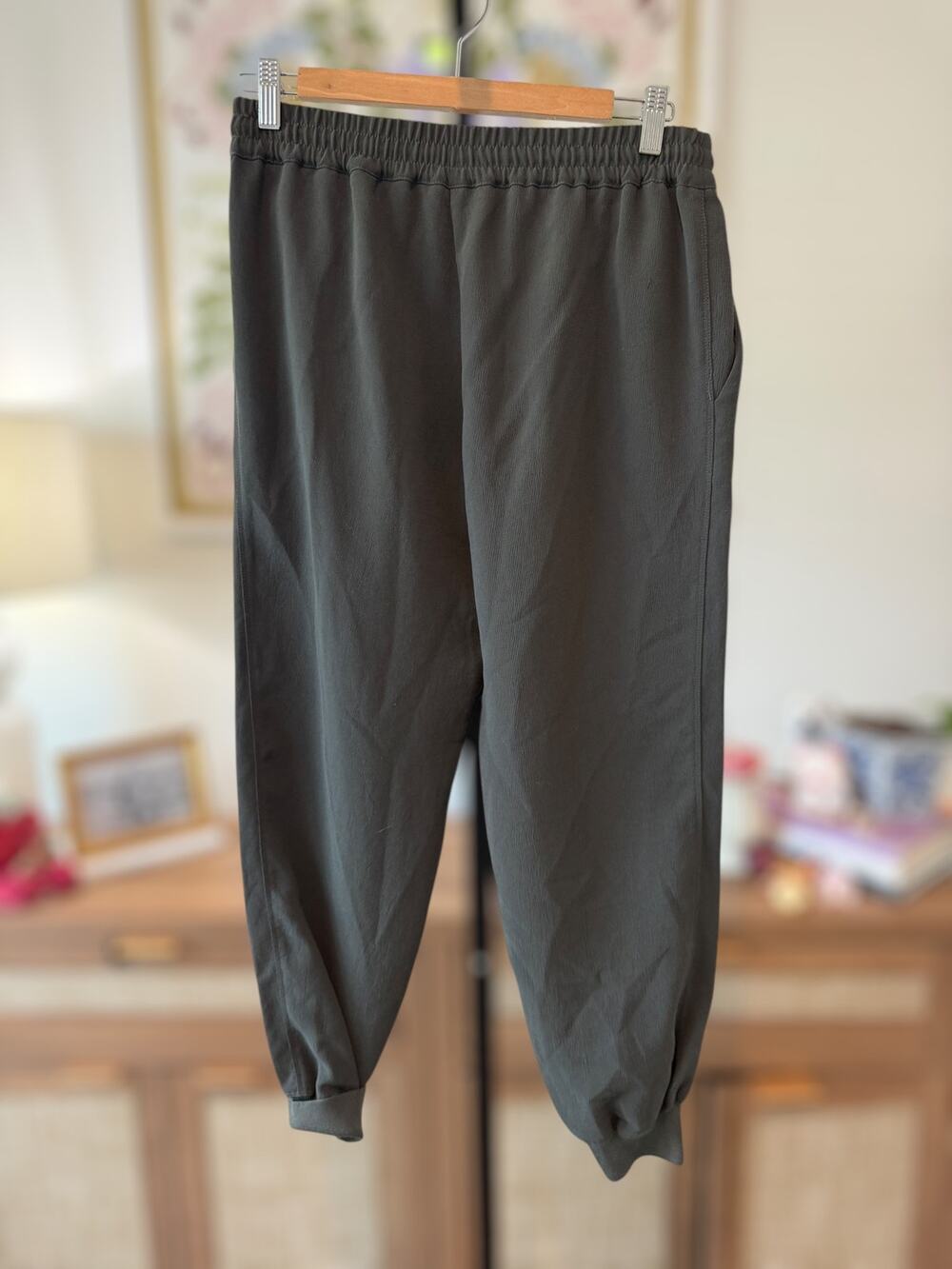 Wilfred Aritzia Pull On High Rise Drawstring Jogger Pants Dark Green Womens Med
